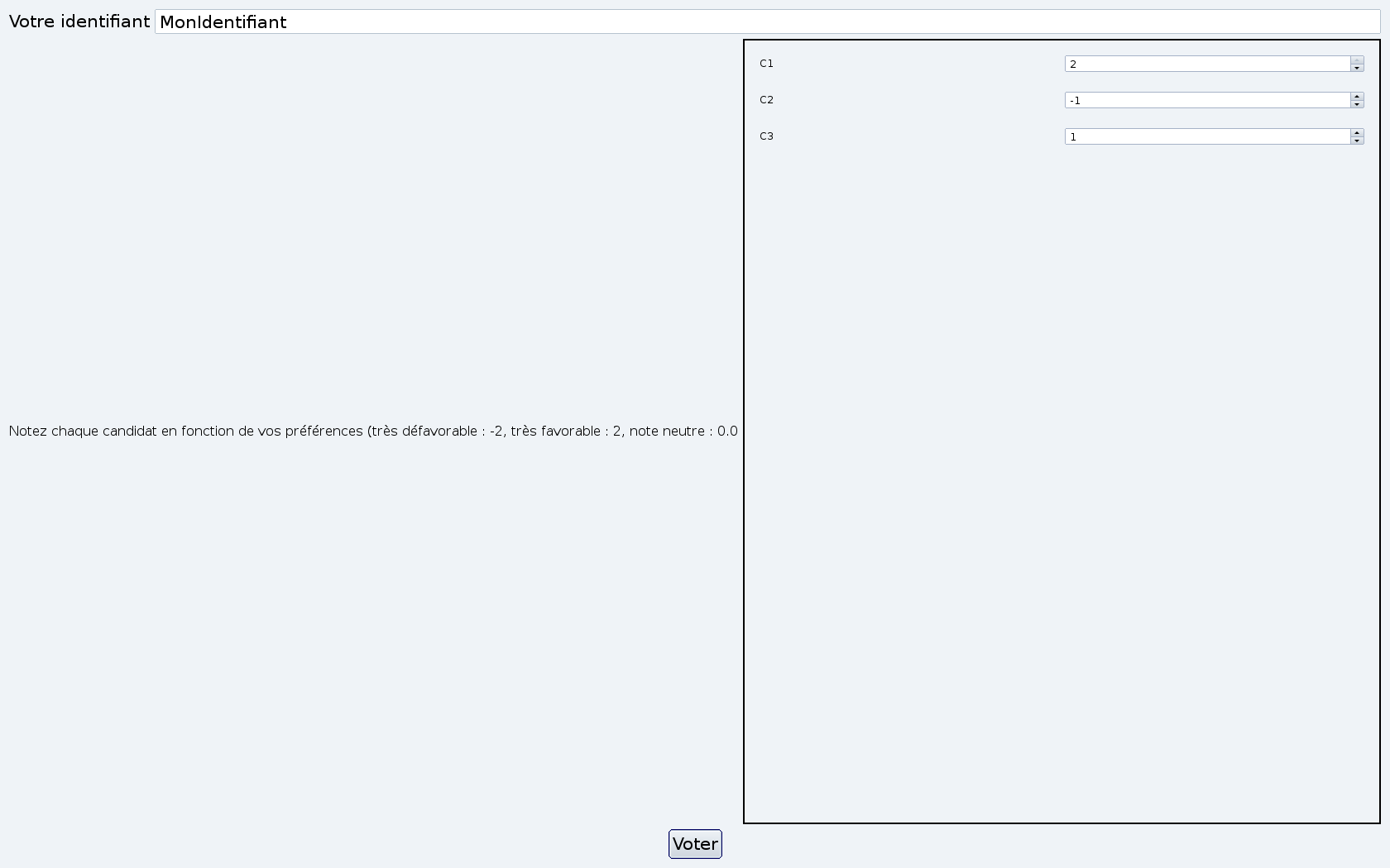 Interface Vote par assentiment